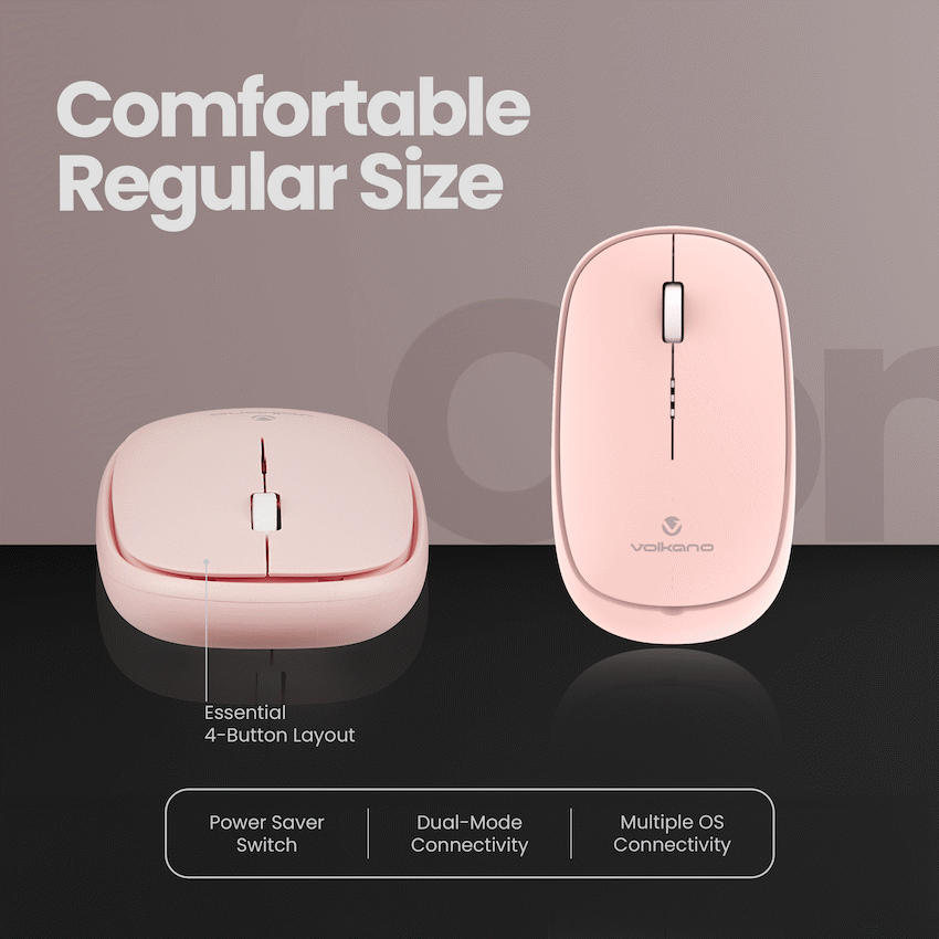 Volkano Coral series Bluetooth Wireless Mouse - Pink