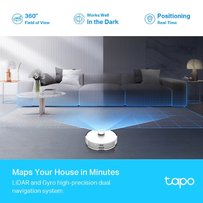 TP-Link Tapo RV30 Plus LIDAR Vacuum, Mop, Auto Empty, Gyroscope, 5000 mAh, 400 ml, 4L dust bag