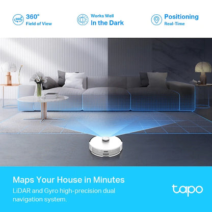 TP-Link Tapo RV30 Plus LIDAR Vacuum, Mop, Auto Empty, Gyroscope, 5000 mAh, 400 ml, 4L dust bag