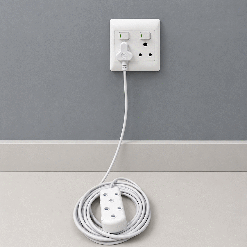 Switched Light Duty Side by Side (SBS) Extension Leads 5m - WT
