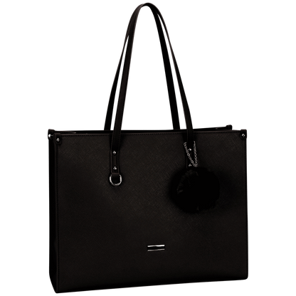 Supanova Pompom Ladies Laptop Bag - Black