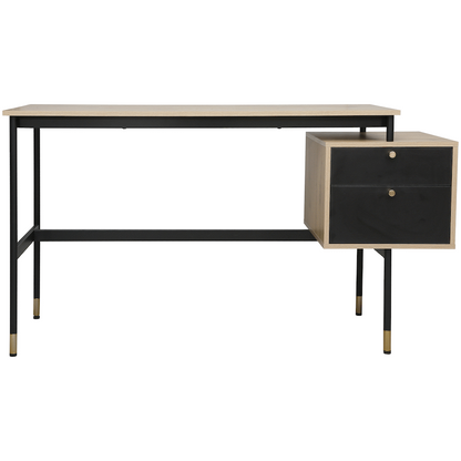 Everfurn Summit Desk with Two Drawers - Black