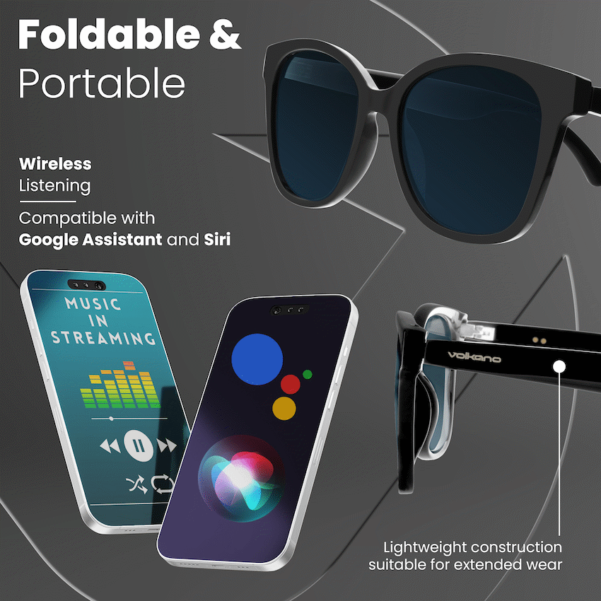 Volkano Sonique Series Bluetooth Audio Glasses - Dark Lenses