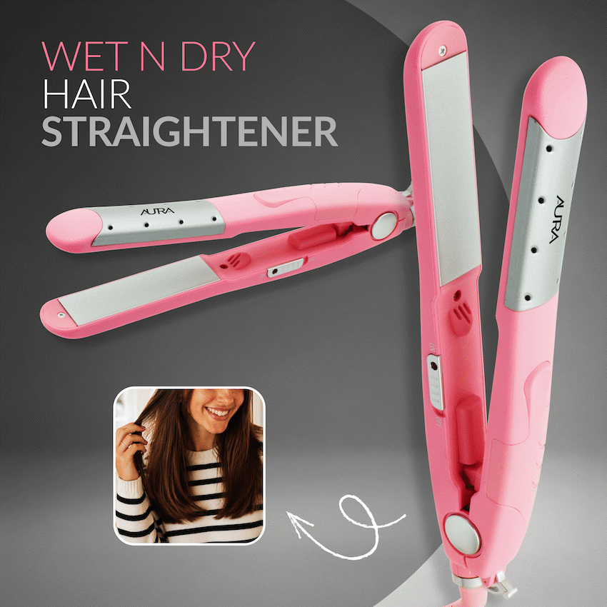 Aura by Elektra Wet n Dry Hair Straightener Pink