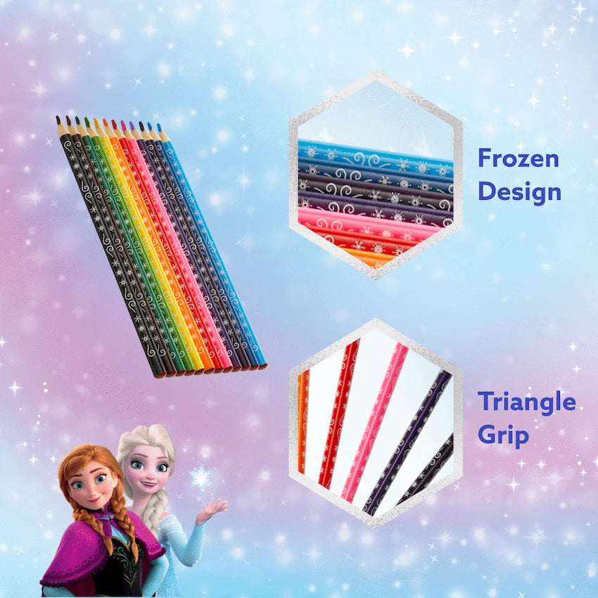 Frozen 12 Colour Pencils Triangular - Multi
