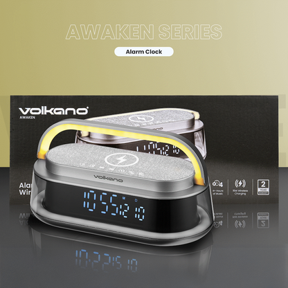 Volkano Awaken Series Alarm Clock with Wireless Charging and Speaker