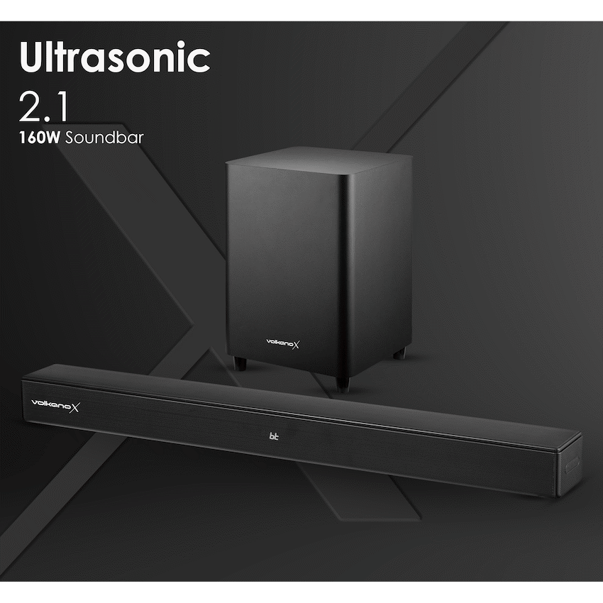 VolkanoX Ultrasonic 2.1 160W Soundbar with Wireless Subwoofer
