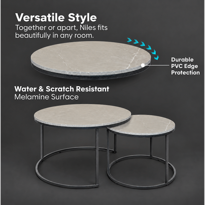 Everfurn Nile Nesting Coffee Table - Marble Grey