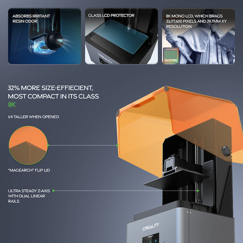 Creality Halot Mage 8K Resin 3D Printer 228x128x230