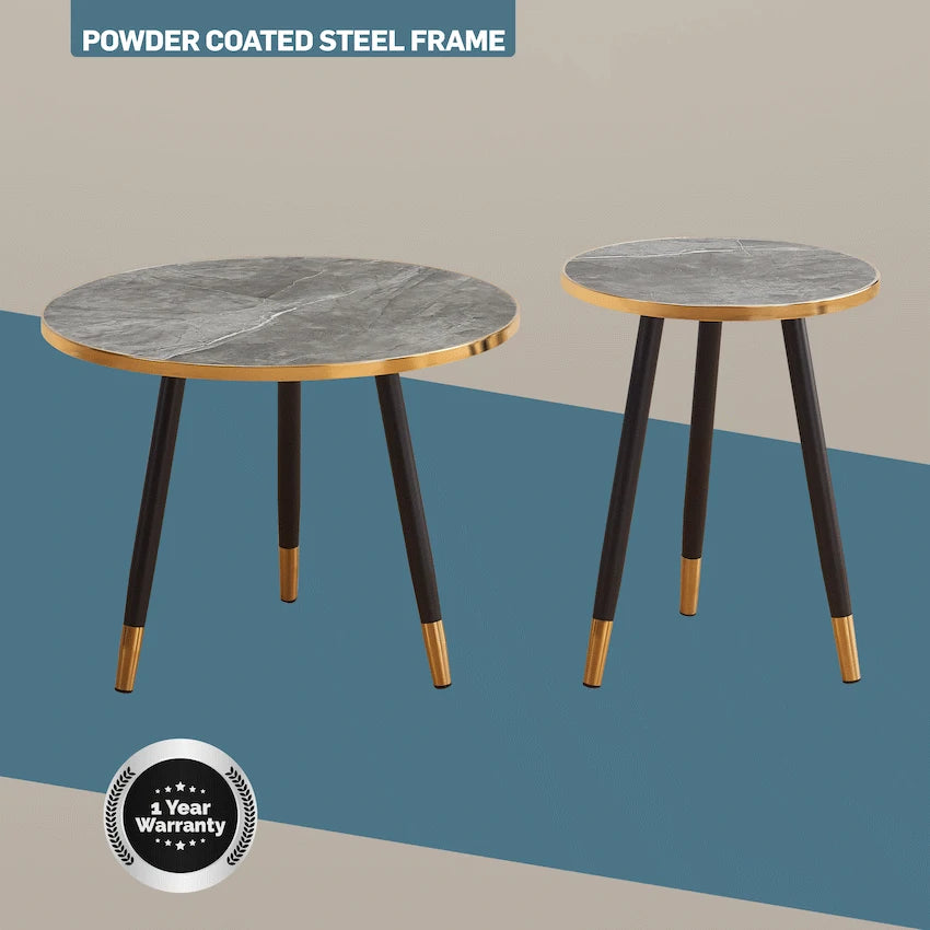 Everfurn Diana Coffee Table Grey Marble with Black Legs