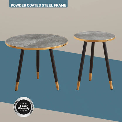 Everfurn Diana Coffee Table Grey Marble with Black Legs
