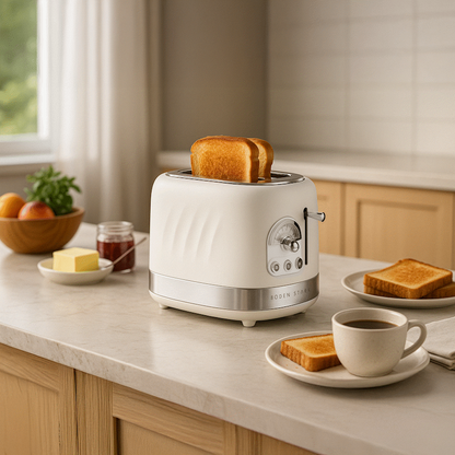 Boden Stark 2-Slice Stainless Steel Toaster - White