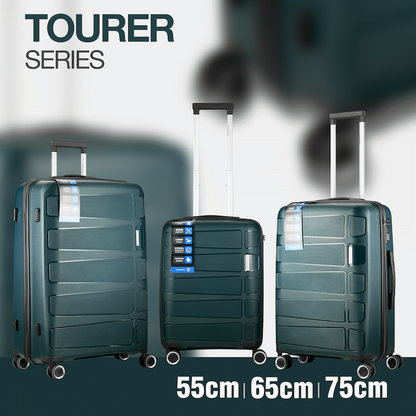 Travelwize Tourer PP 3Pc 4-wheel Spinner Luggage Set Petrol