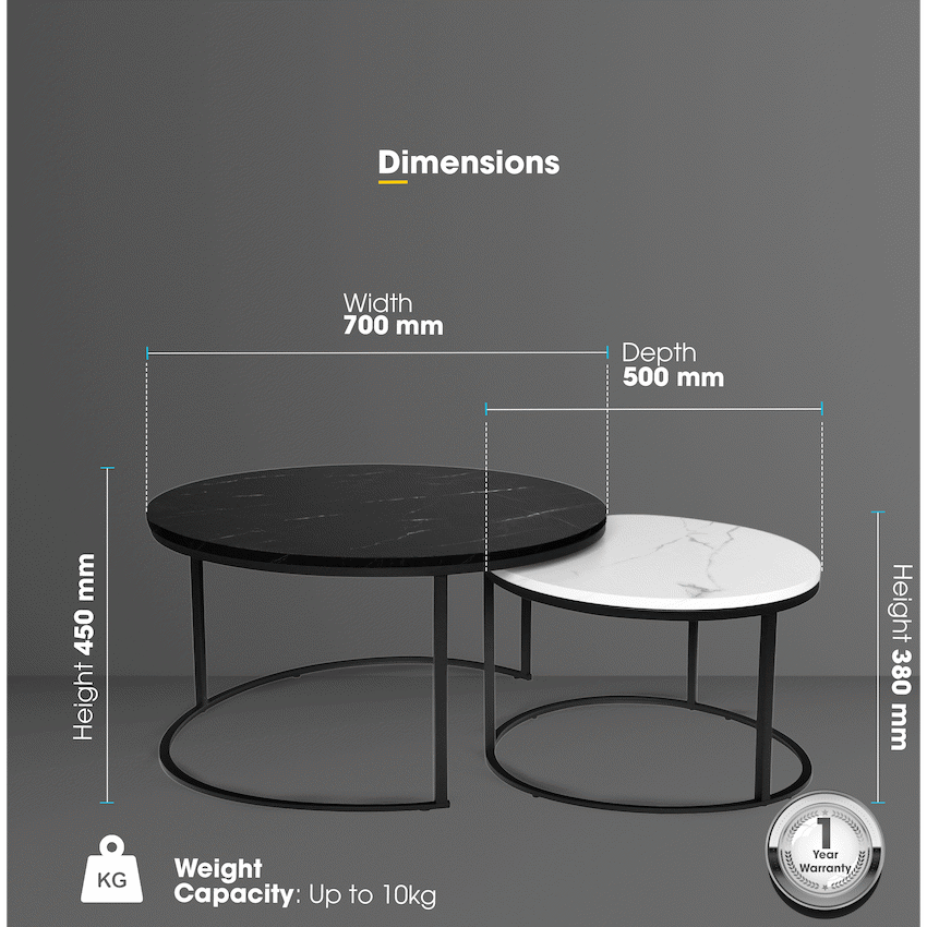 Everfurn Nile Nesting Coffee Table - Ying Yang