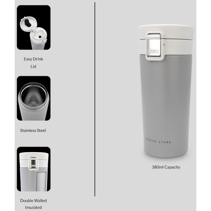 Boden Stark 380ml Travel Mug - Grey