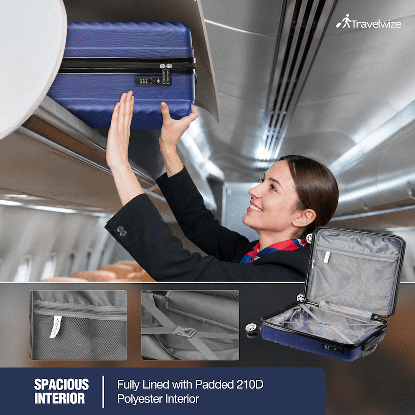 Travelwize Astra ABS 55cm 4-Wheel Spinner Luggage - Navy