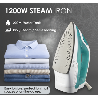 Elektra 1200W Steam Iron - Green