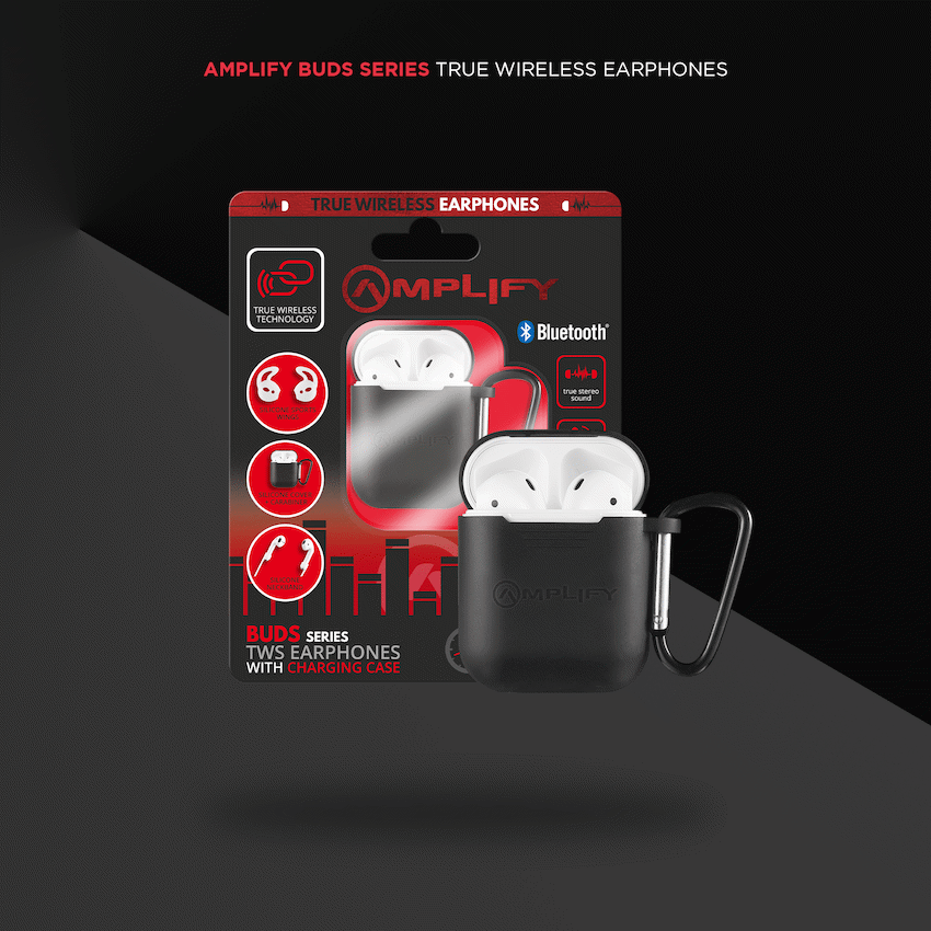 Amplify Buds Series True Wireless Earphones with Silicone Accessories - Black