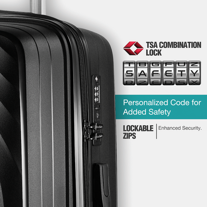 Travelwize Ripple PP 4-Wheel Spinner 75cm Luggage - Black