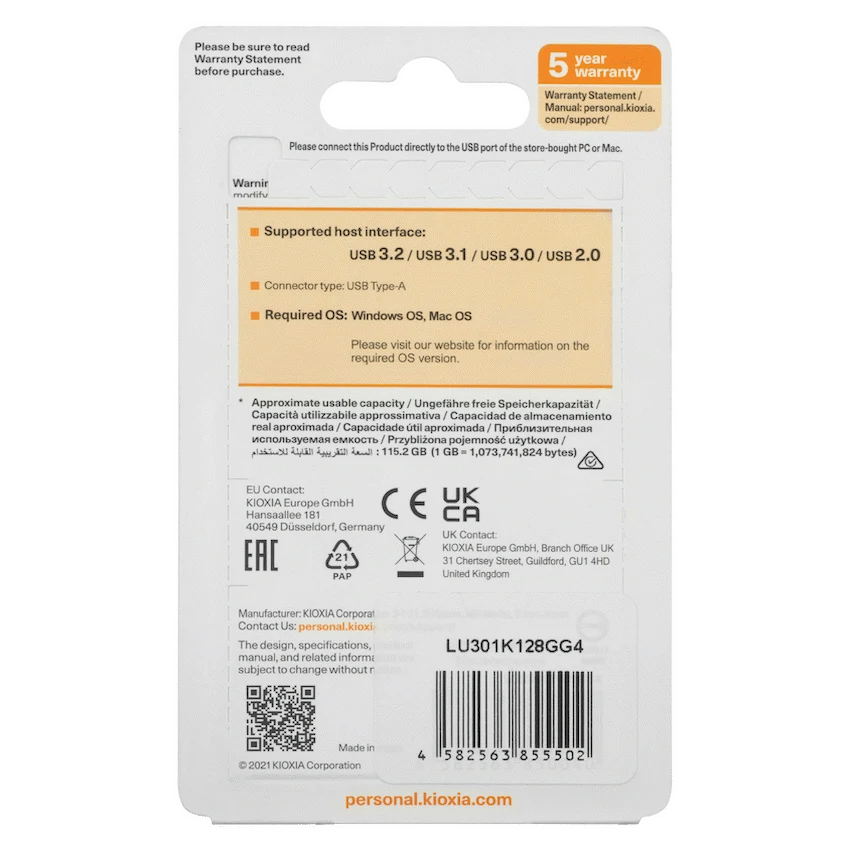 Kioxia U301- 128GB USB 3.2-GEN1-BLK