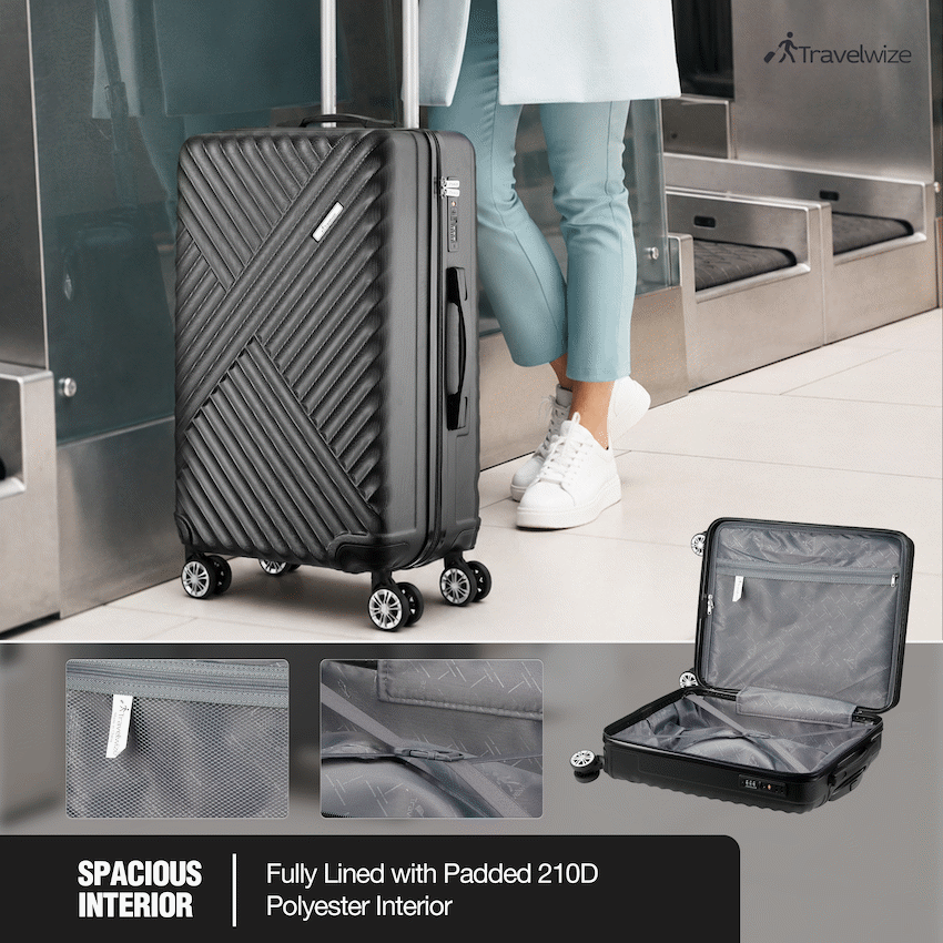 Travelwize Astra ABS 67cm 4-Wheel Spinner Luggage - Black