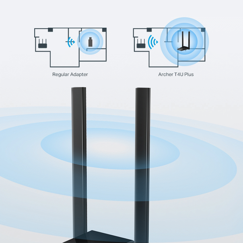 TP-Link Archer T4U Plus AC1300 Dual Antennas High-Gain Wireless USB Adapter