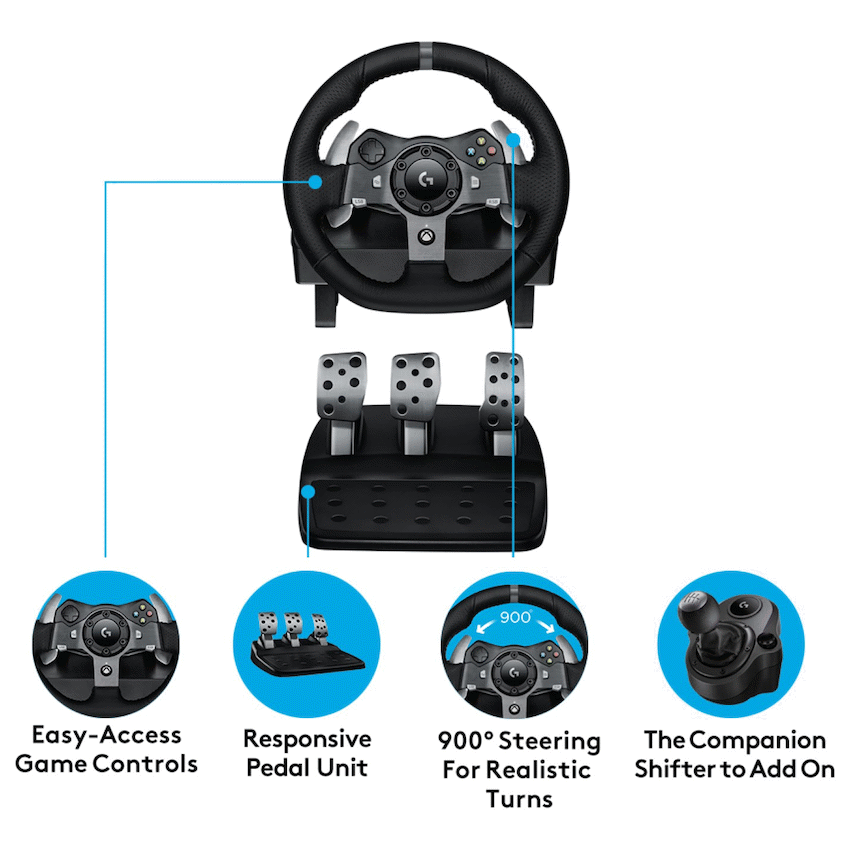 Logitech(R) G920 Driving Force Racing Wheel and Pedals for XB & PC