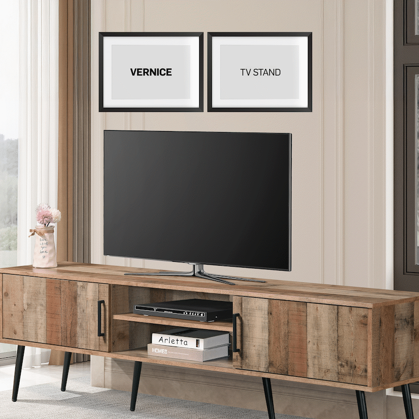 Everfurn Vernice TV Stand - 1800w with Two Cupboards