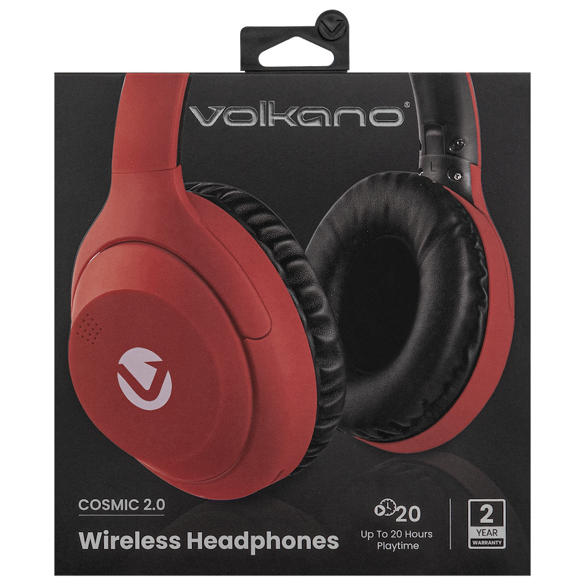 Volkano Cosmic 2 Series Bluetooth Headphones - Red