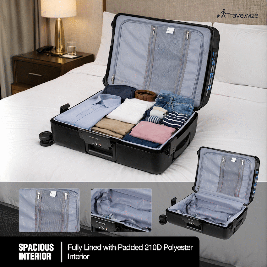 Travelwize Clipper PP 55cm 4-Wheel Spinner Luggage Black