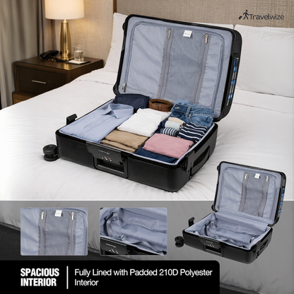 Travelwize Clipper PP 55cm 4-Wheel Spinner Luggage Black