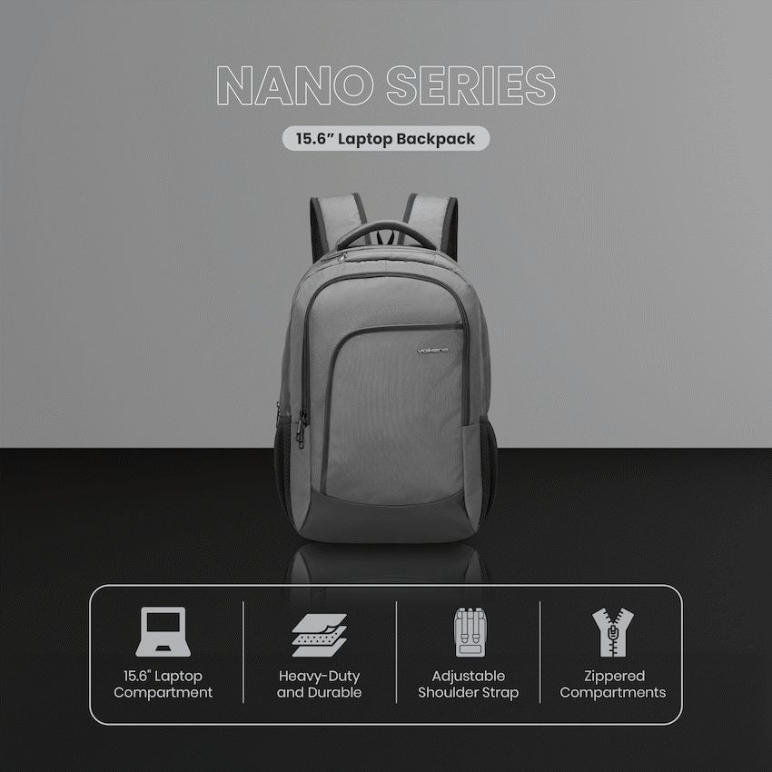 Volkano Nano 15.6" Laptop Backpack - Grey