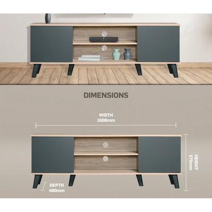 Everfurn Laurel TV Stand 1600w, Two Cupboards
