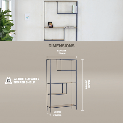 Everfurn Felix Bookshelf - Oak