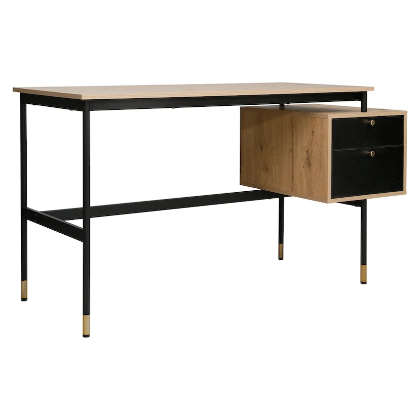 Everfurn Summit Desk with Two Drawers - Black