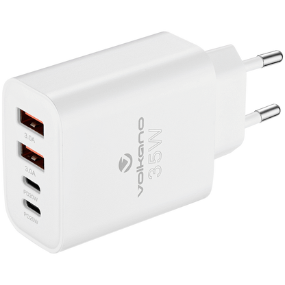 Volkano Quad Series 2x PD USB-C 2x USB-A 3a 35W Wall Charger