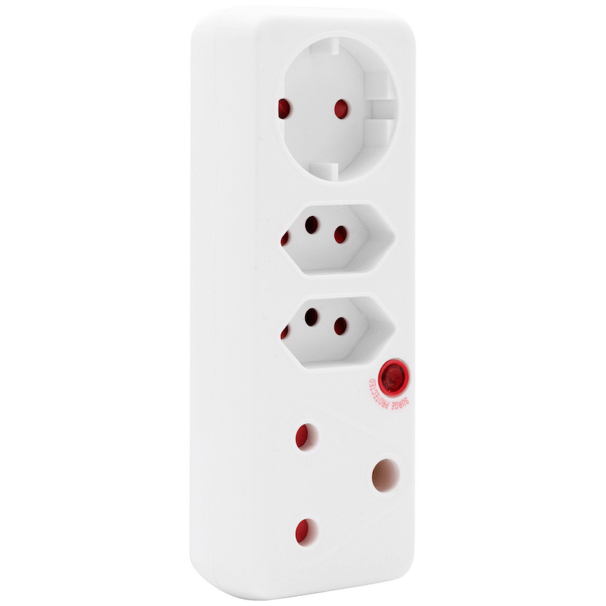 Ellies 4-Way Surge Adaptor with Schuko - WT