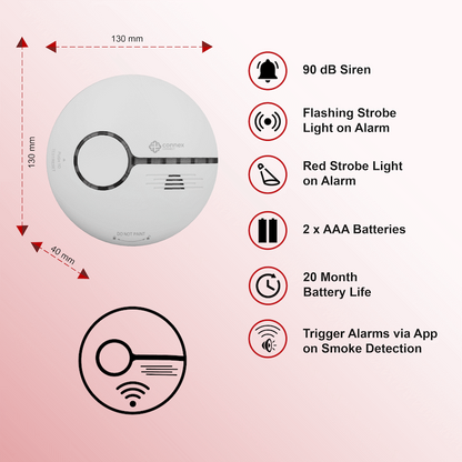 Smart Wi-Fi Smoke Detector Alarm Twin Pack