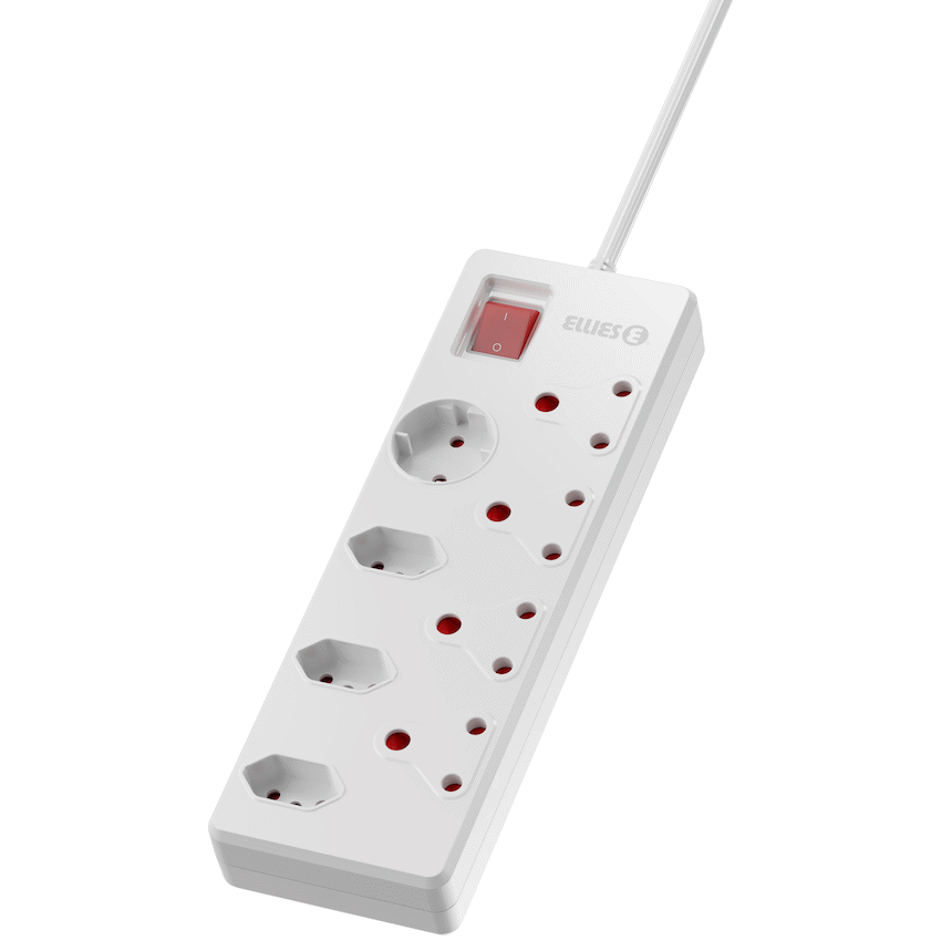 Ellies 8-Way High Surge Multiplug 0.5m - WT