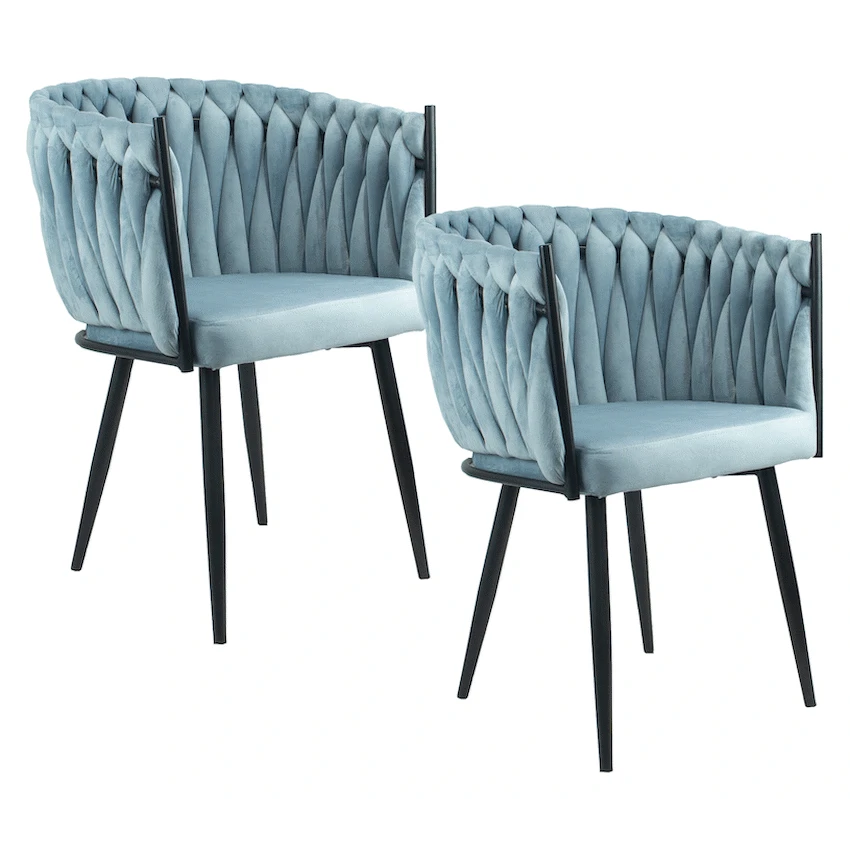 Everfurn Opulent Large Velvet Casual Chair Hazy Blue -2 Pack
