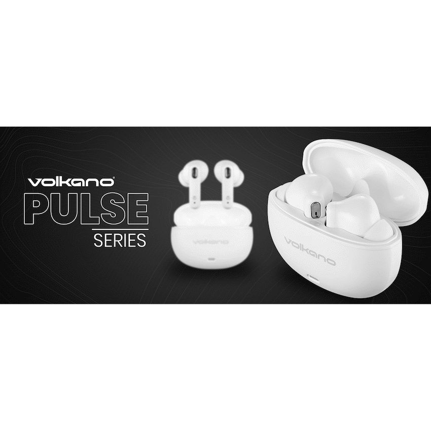 Volkano Pulse Series True Wireless Earphones with Charging Case - White