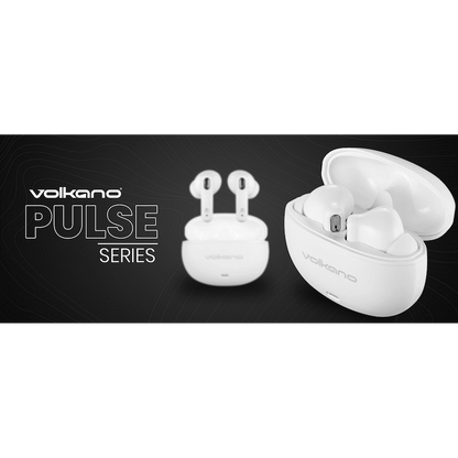 Volkano Pulse Series True Wireless Earphones with Charging Case - White