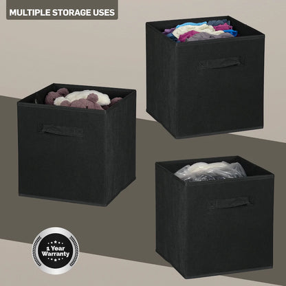 Everfurn Storeman Black, Collapsible Fabric Organiser Storage Basket - 10 Pack
