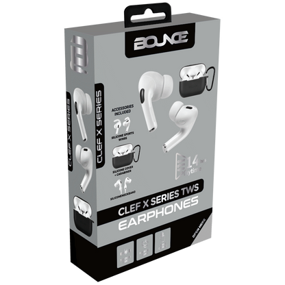 Bounce Clef X True Wireless Earphones + Silicone Accessories - Black