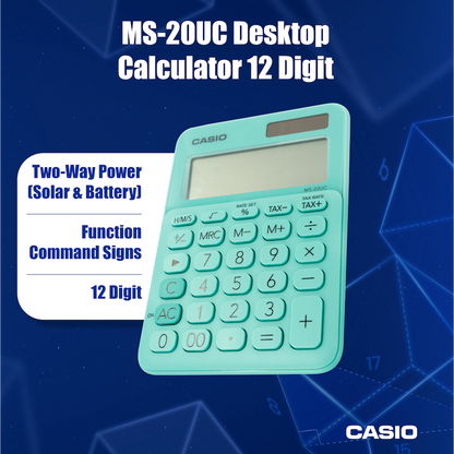 Casio MS-20UC - Desktop calculator 12 Digit - Green