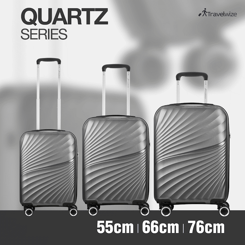Travelwize Quartz PP 4-Wheels Spinner 3Pc Luggage Set Silver