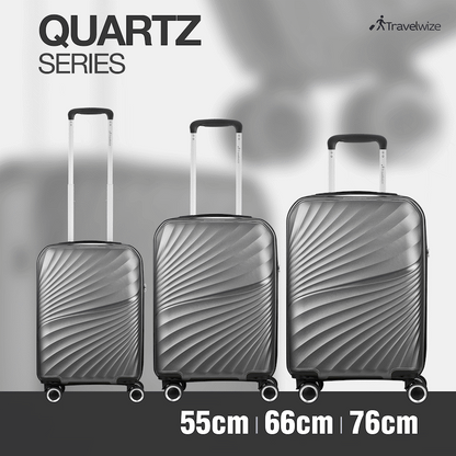 Travelwize Quartz PP 4-Wheels Spinner 3Pc Luggage Set Silver