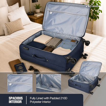 Travelwize Aurora 65cm 4-Wheel Spinner Trolley Case - Navy Melange