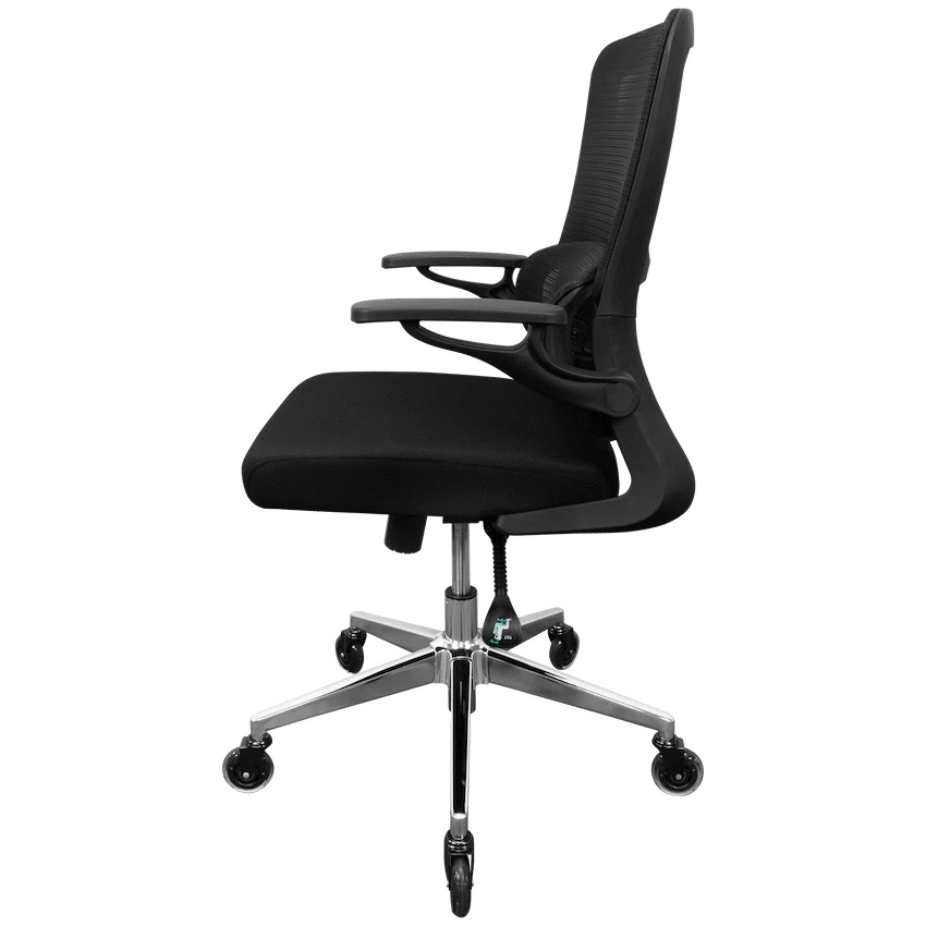 Everfurn Premium Dakota Mid Back Office Chair, Chromed Steel - Black