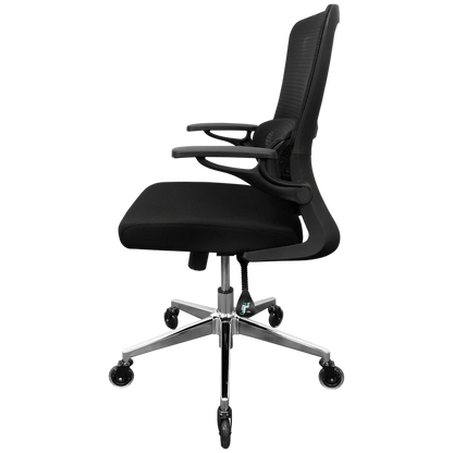 Everfurn Premium Dakota Mid Back Office Chair, Chromed Steel - Black